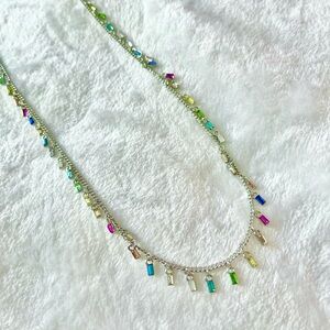 NWT Multi Color Gemstone Long Dainty Necklace